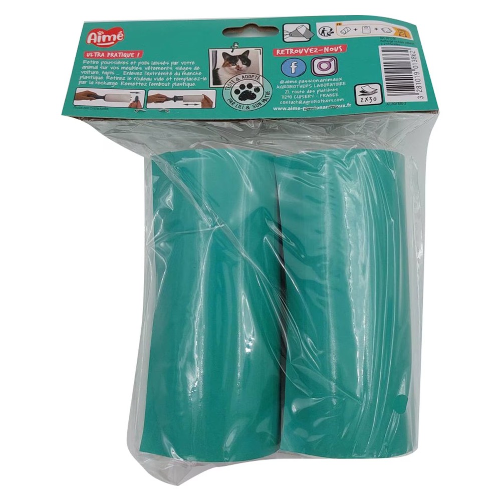 Agrobiothers Aime Adhesive Dog Roll Refill 30 Sheets Pack of 2