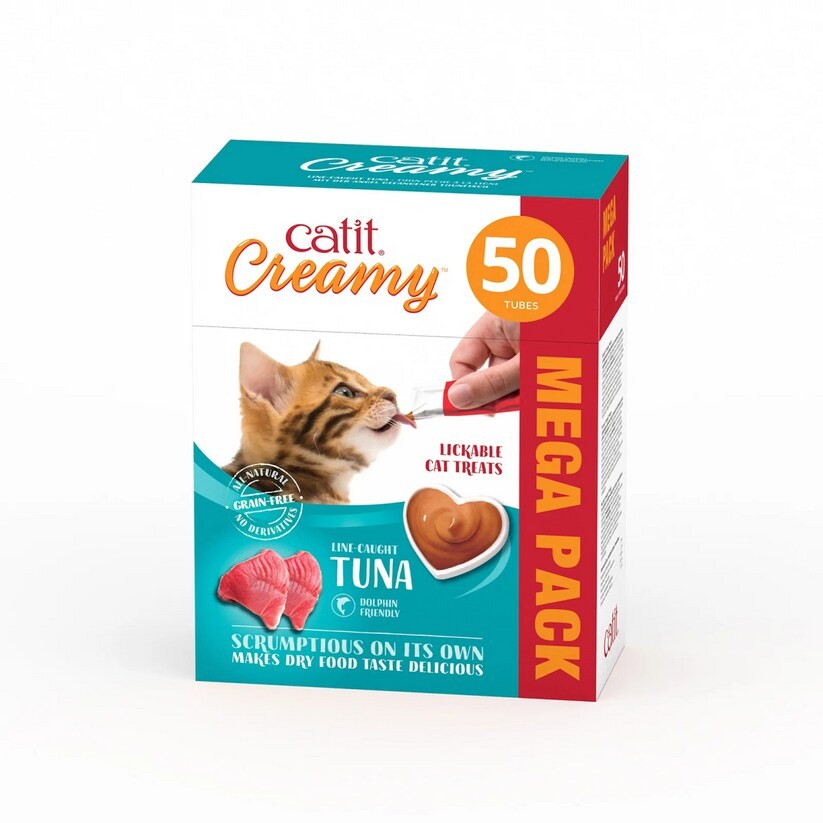 Catit Creamy Lickable Cat Treats With Tuna Mega Pack-50 Tubes