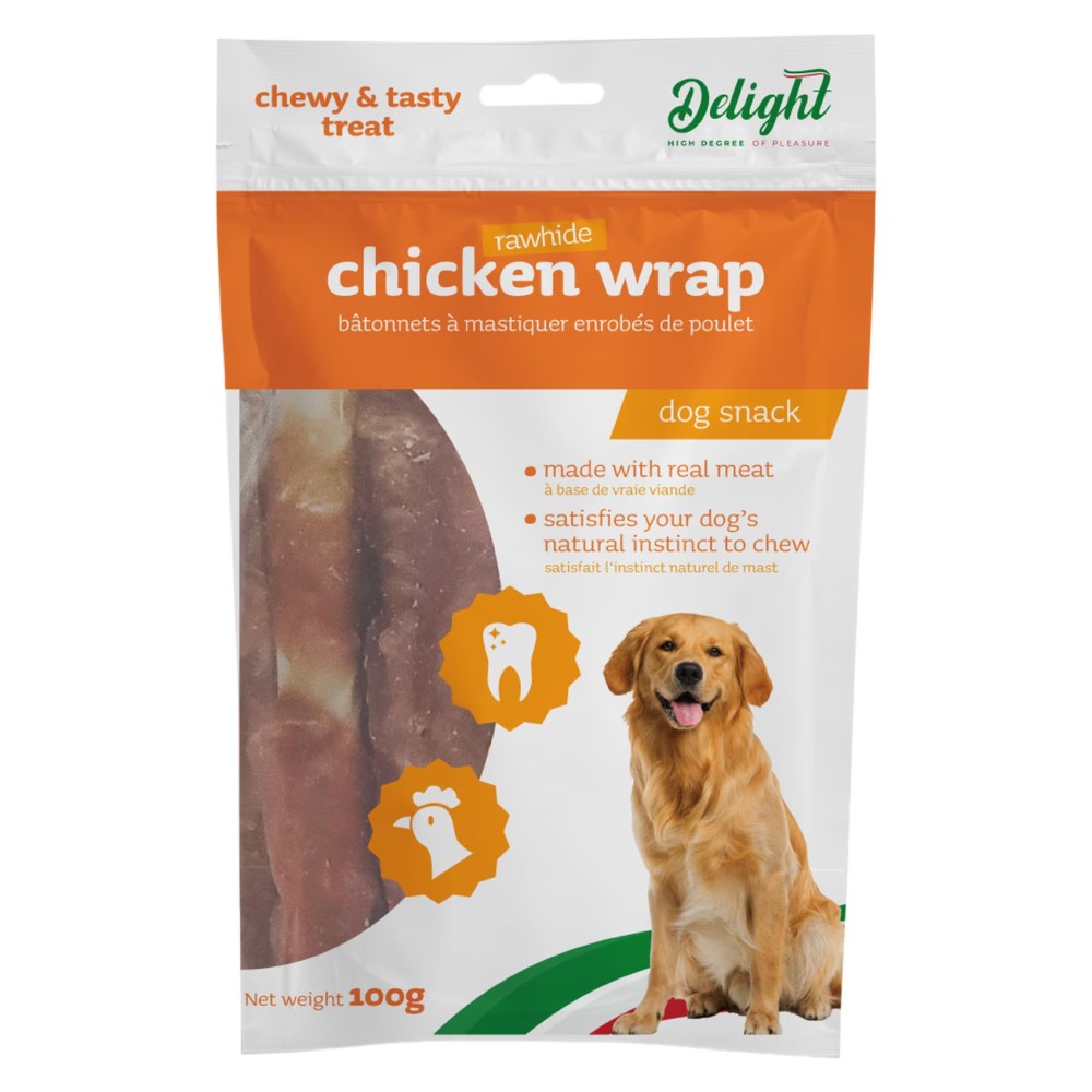Delight Chicken Wrap Rawhide Treats Dog Snack 100g