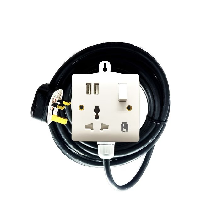 Hassan Single Socket USB Universal Power Outlet 30 meter Extension Cord, White, Mobile Charger, Long Wire Extension