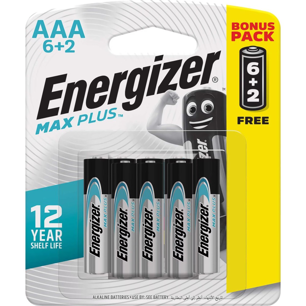 Energizer Max Plus AAA Alkaline Batteries Pack of 8