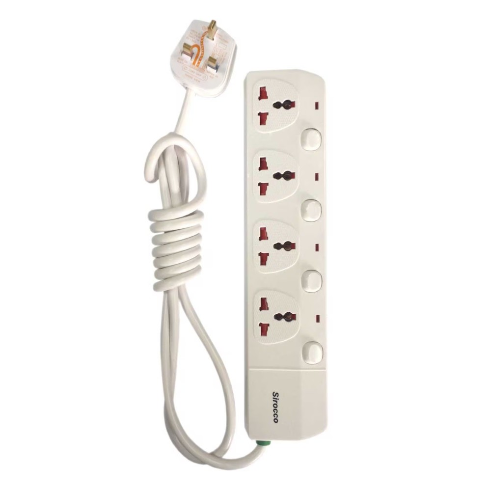 Sirocco 4-Way Universal Extension Socket White 2m