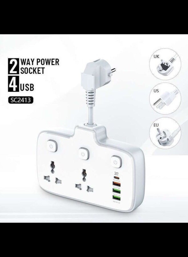 2 AC Outlets Portable Electrical Extension Socket