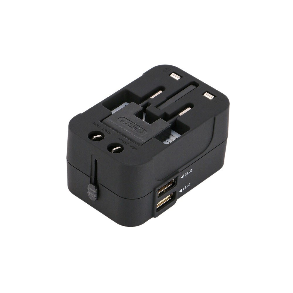 Generic-Universal Worldwide All in One Phone Charger Travel Wall AC Power Plug Adapter with Dual USB Charging Ports for USA EU UK AU