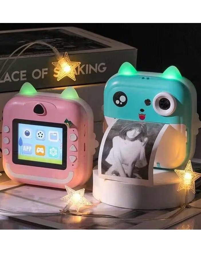 Yeasha,Kids Rechargeable Camera Instant Print ,Mini Photo Printing Camera for Kids,1080P Digital Camera, 2.4 LCD Screen,32G SD Card,High Definition,ABS Body