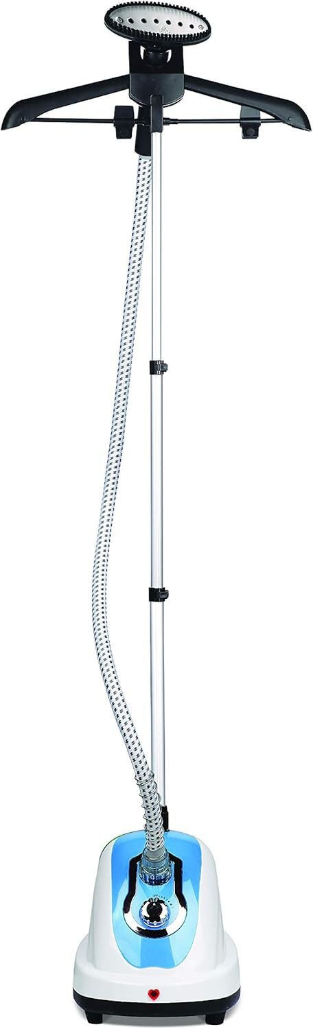 1.4L Garment Steamer with Stainless Steel Nozzle, Heat-Resistant Hose & Leak-Proof Valve, 1700W for Fast Wrinkle Removal – White & Blue"