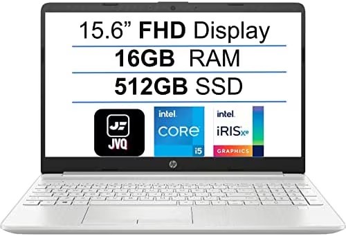 HP 15-DY Laptop, 15.6" FHD 1080P IPS Display, 11th Gen Intel Quad-Core i5-1135G7 (Up to 4.2GHz), 16GB RAM, 512GB SSD (Webcam, Bluetooth, Wi-Fi, HDMI, Fingerprint Reader, Windows 11)