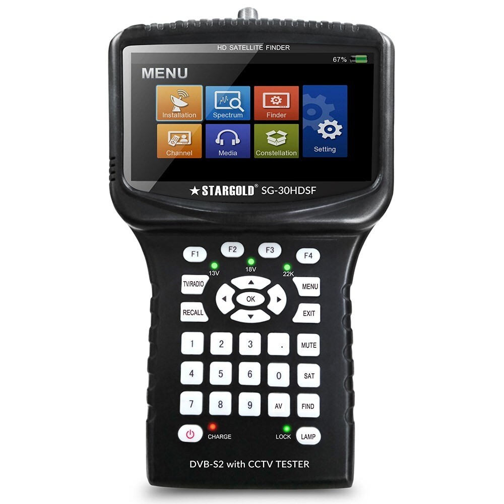 STARGOLD Satellite Finder Digital FTA DVB-S/S2 Satellite Signal Meter Detector Receiver with 3 Inch LCD Screen Display