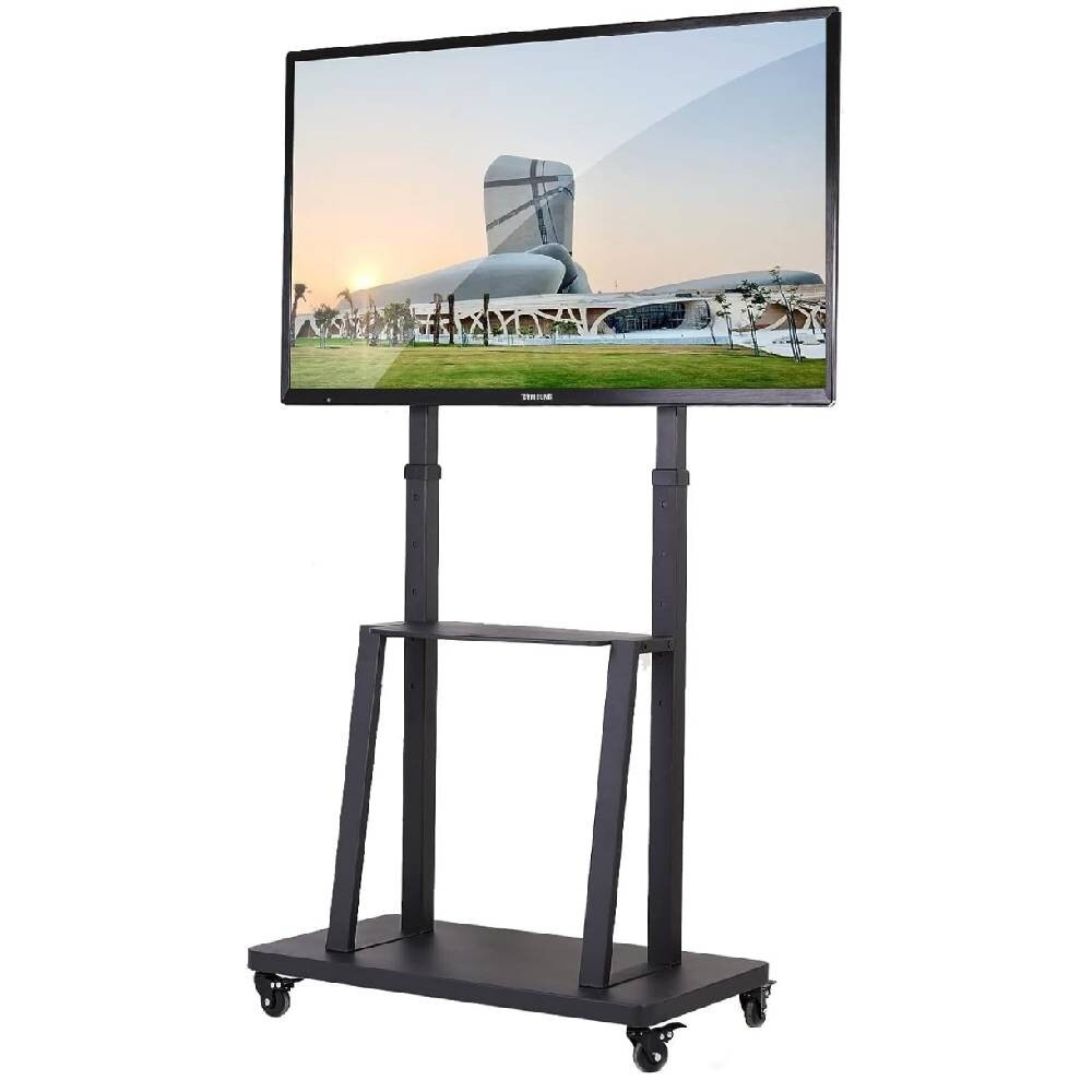TV Stand with Wheels: Mobile TV Trolley with Mount For 32-80 Inch LED LCD Oled Flat Curved Screen Floor TV Cart Portable Rolling TV Monitor Shelf with Heavy Duty Base