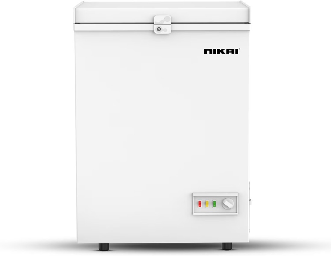 Nikai 150L Gross/100L Net, Single Door Chest Freezer With Storage Basket, High Energy Efficiency Cooling System, Adjustable Temperature, Silent Operation, NCF150N7, White