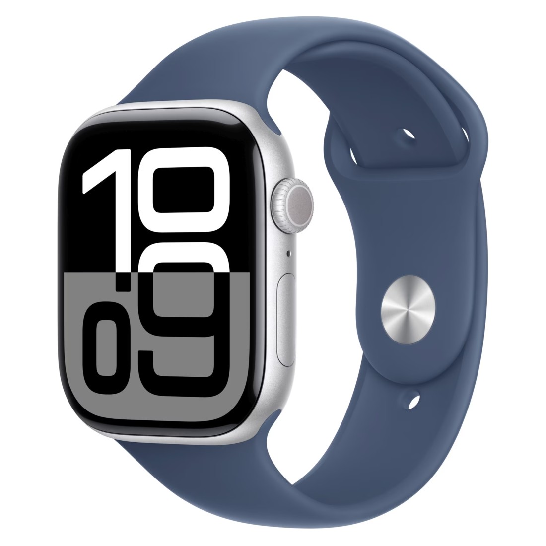 Apple Watch Series 10 GPS 42mm Silver Aluminum Case With Denim Sport Band - Medium / Large