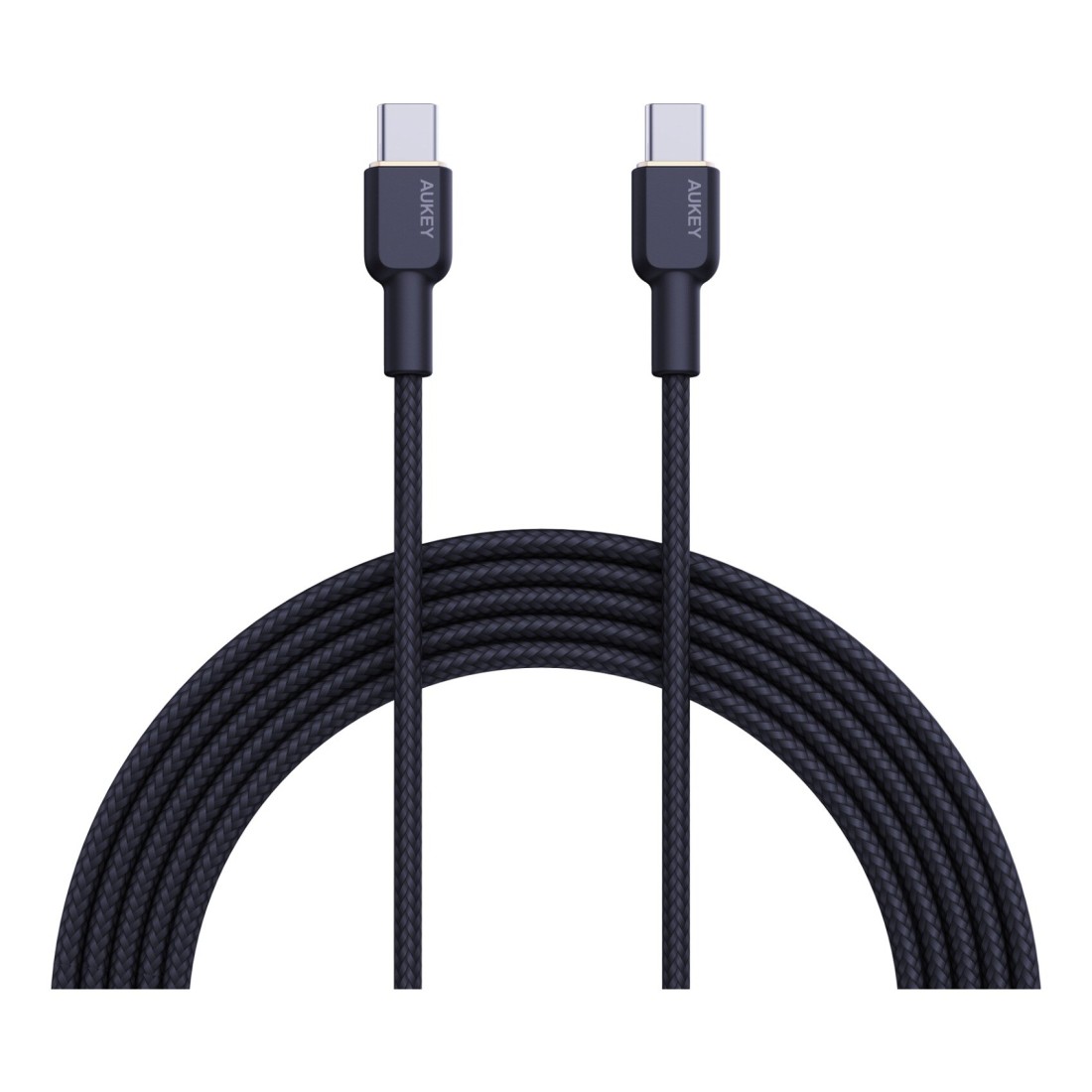 أوكي سيركليت كابل شحن ومزامنة بيانات CC نايلون مضفور USB-C إلى USB-C - أسود 1.8 متر 60 واط