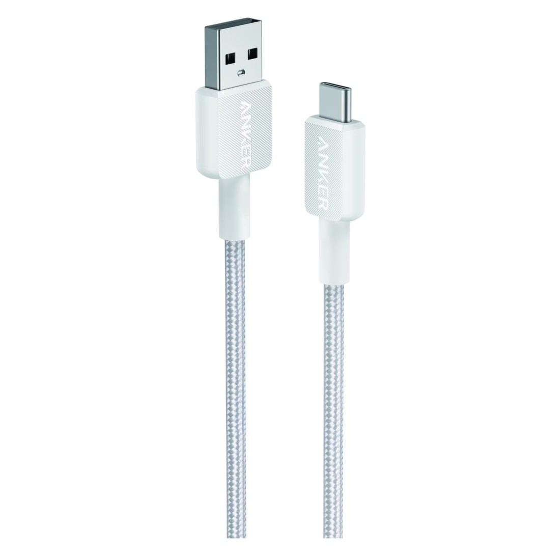 أنكر كابل شحن نوع USB A إلى النوع USB-C بتصميم مضفر بطول 3 أقدام - أبيض