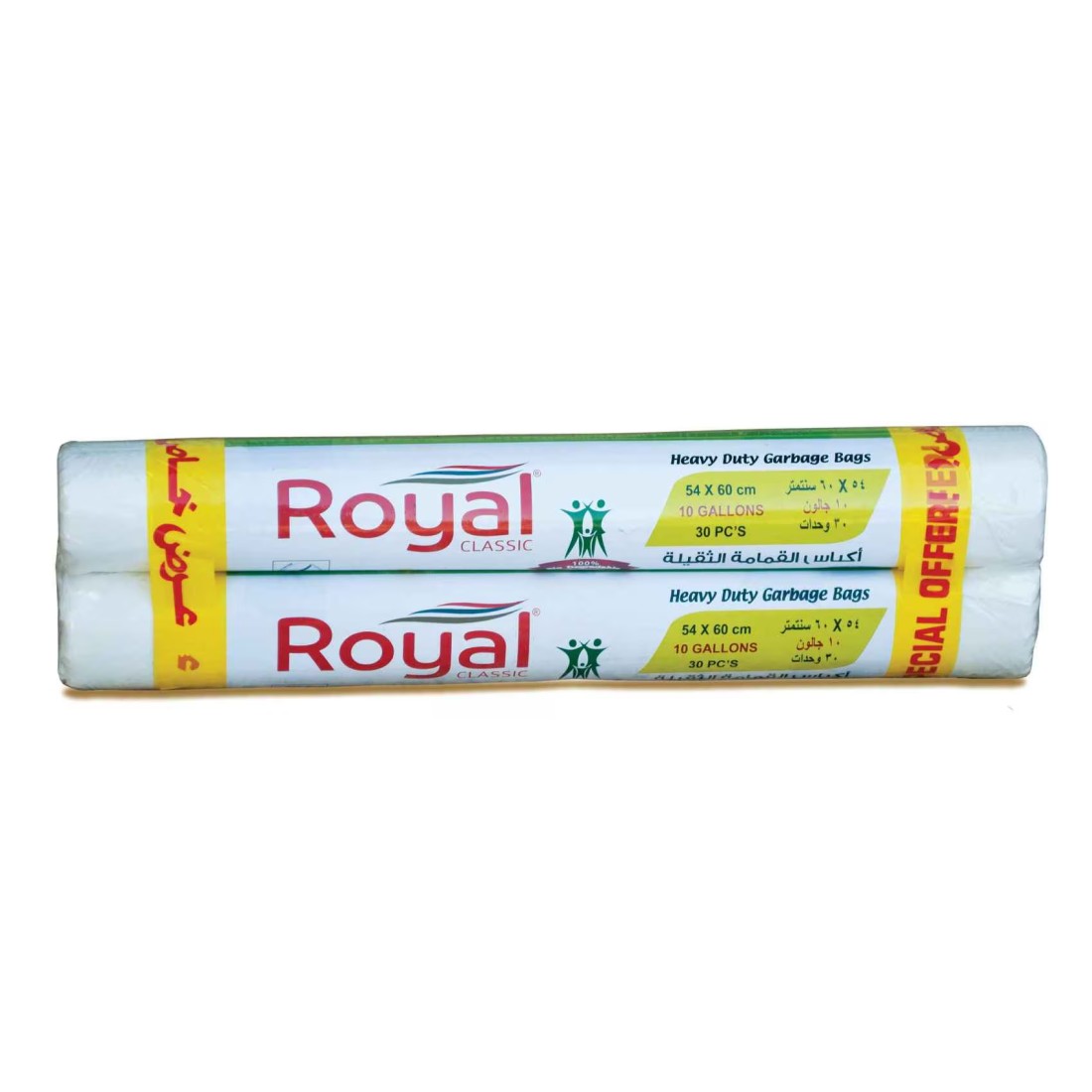 Royal Classic 10 Gallon Heavy Duty Garbage Bags Roll White 30 Garbage Bags Pack of 2