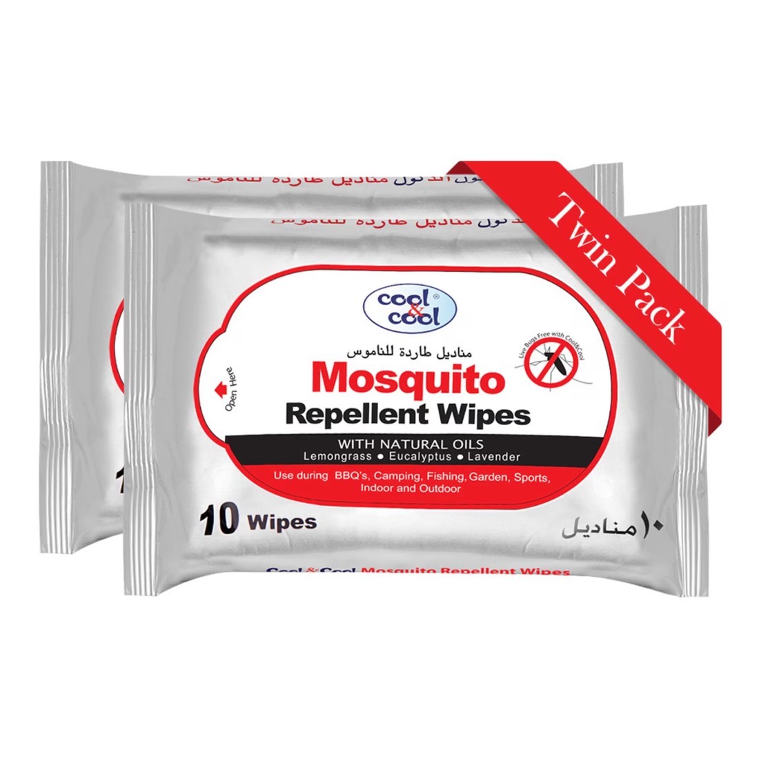 Cool & Cool Mosquito Repellent Wipes 10 Wipes Pack of 2