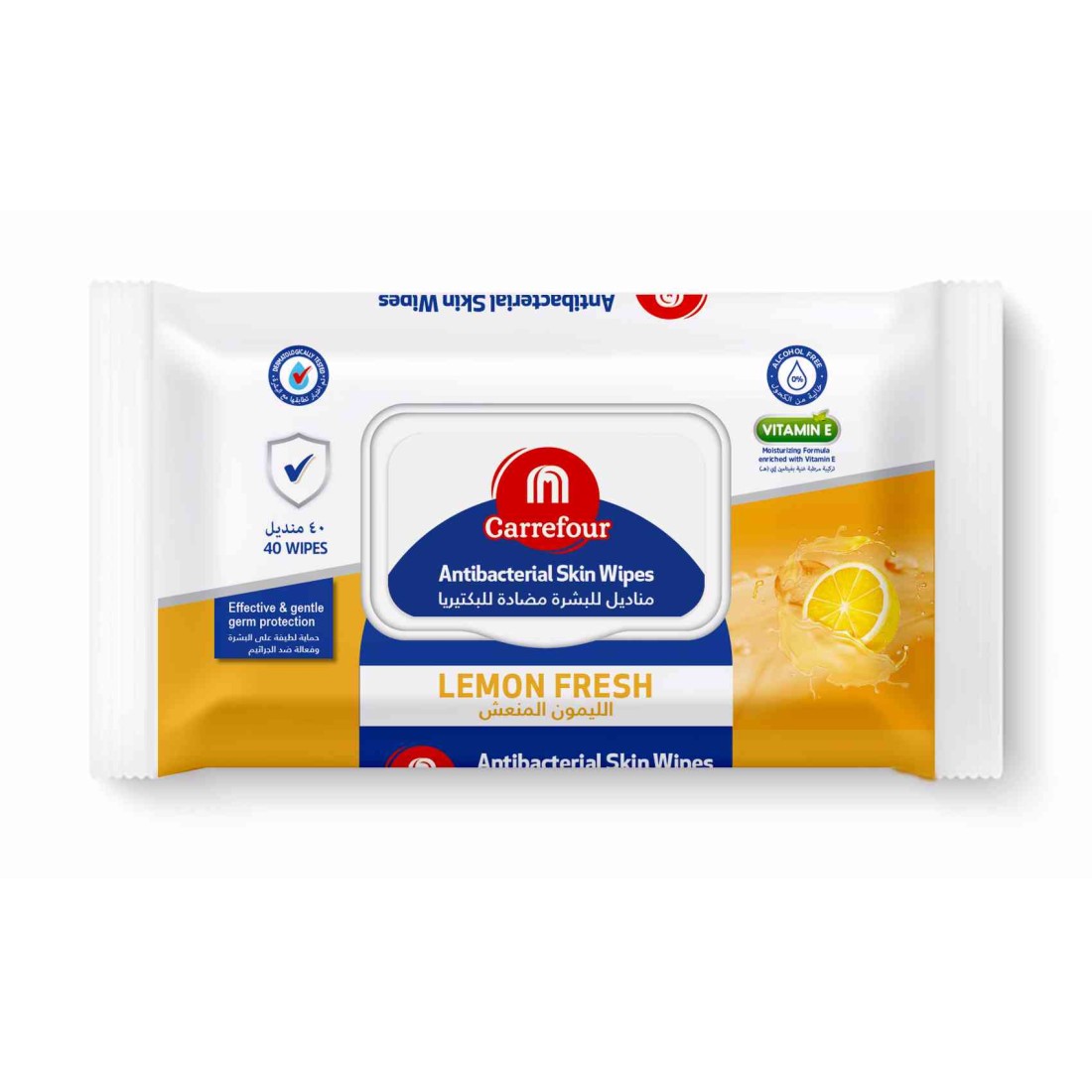 Carrefour Antibacterial Fresh Skin Wipes White 40 Wipes