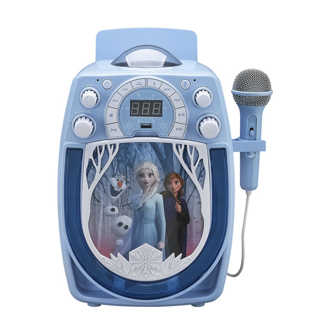 KIDdesigns FROZEN Bluetooth MP3 Sing Along Karaoke Machine - Kids Wireless Rechargeable Portable MP3 Karaoke w/ Mic, LED Light Show&hellip;