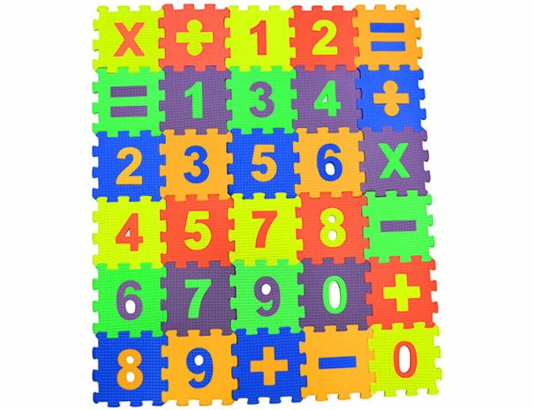 Matrax - Eva Puzzle Play Mat, Mathematics, 12 x 12 cm x 7 mm, 30 Pieces, BPA Free, Safe, Educational