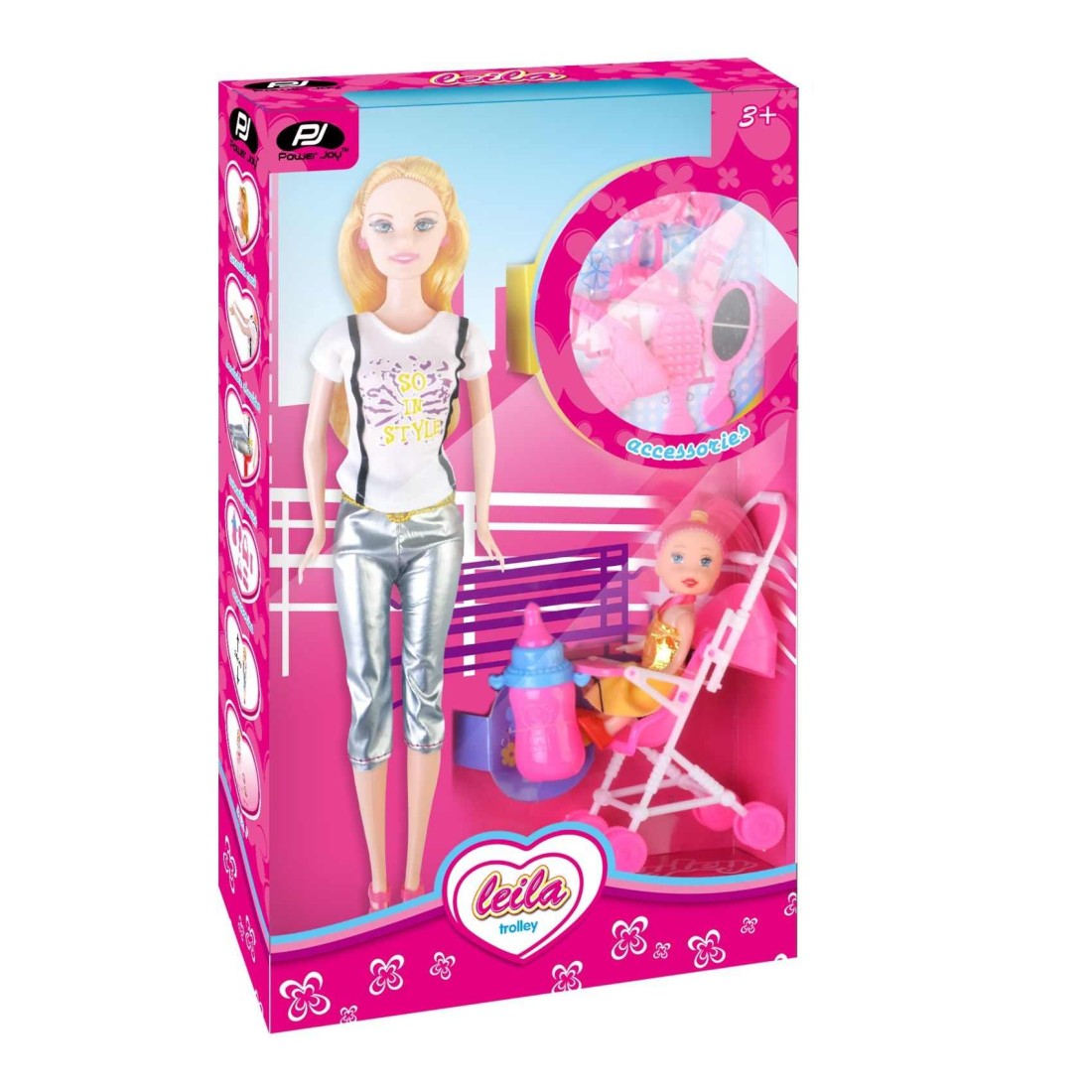 Power Joy Leila Trolley Fashion Doll Multicolour Pack of 9