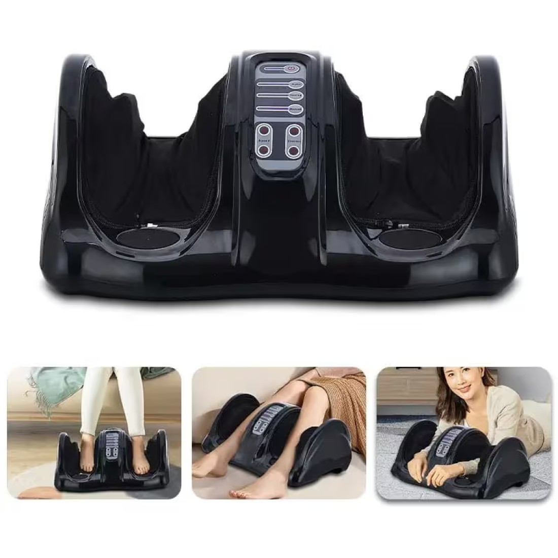 Foot & Leg Massager – Deep Tissue Finger Pressure Calf & Foot Massage Machine, Reflexology Therapy for Circulation & Pain Relief, Adjustable Speed & Heat