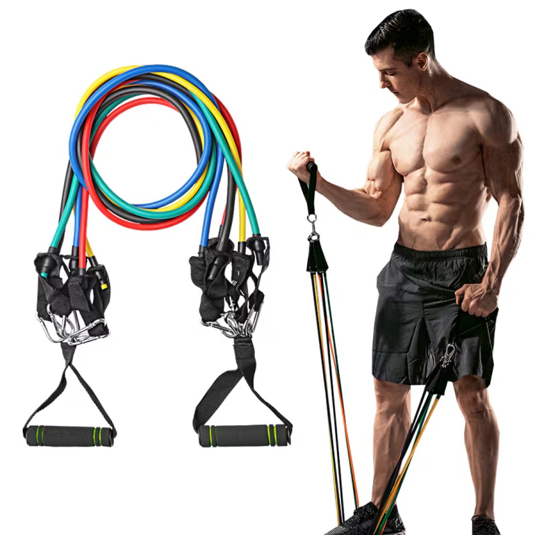 Generic - 11pcs/set Fitness Rubber Expander Resistance Bands Tubes Yoga Pull Rope Sport Fitness Gum Workout Exercise Bands Gym Sport