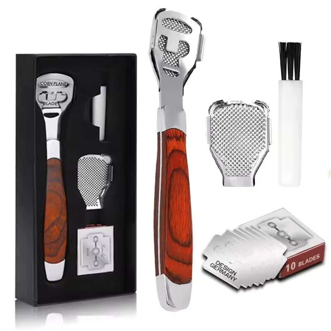 Professional Feet Callus Remover Pedicure Tool Set – Foot Shaver, Scraper, Dead Skin Peeler, Rasp File, Corn & Cuticle Cutter – Smooths Cracked Heels