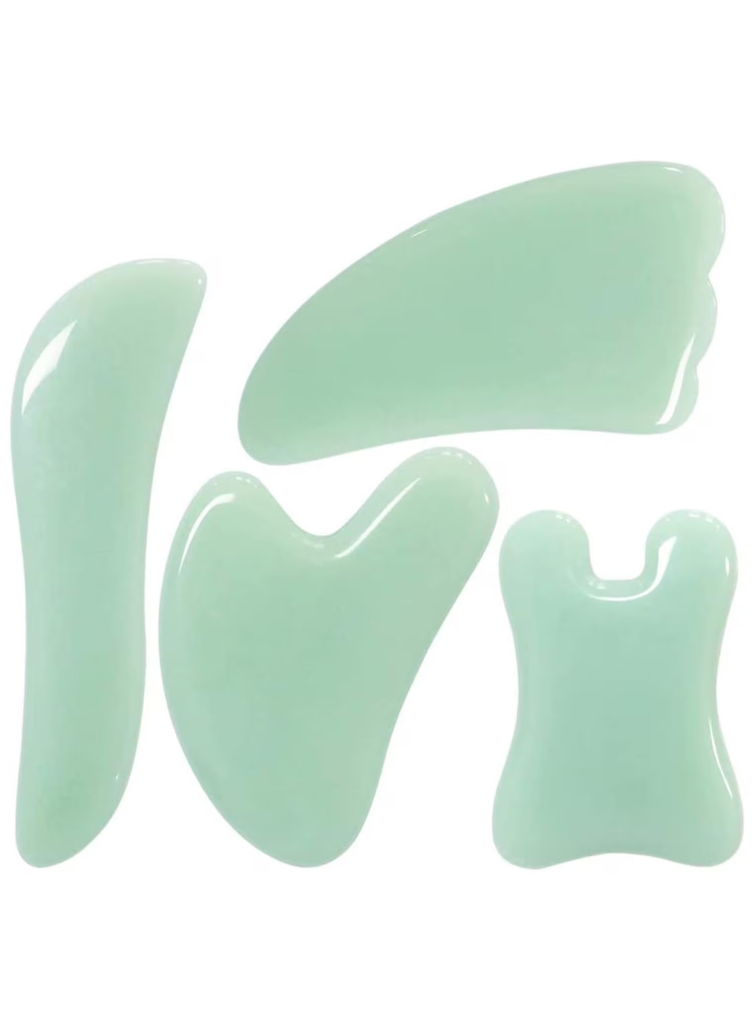 Set of 4 Gua Sha Board Massage Tool, Natural Jade Stone Scraping for Face and Body,Ultimate Skin Care Solution for Anti-Aging & Anti-Wrinkle,Spa Acupuncture Therapy Massage Stones