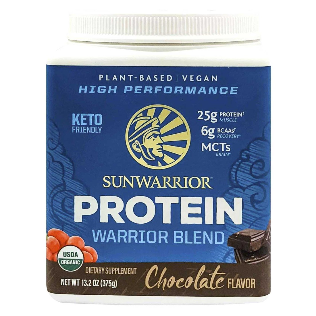 Sunwarrior Organic Protein Warrior Blend Chocolate Flavour Dietary Supplement 375g