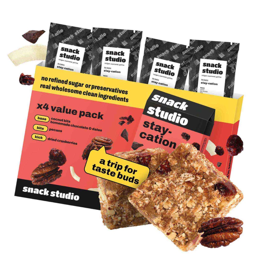 Snack Studio Stay Cation Snack Bar, 40g Pack of 4