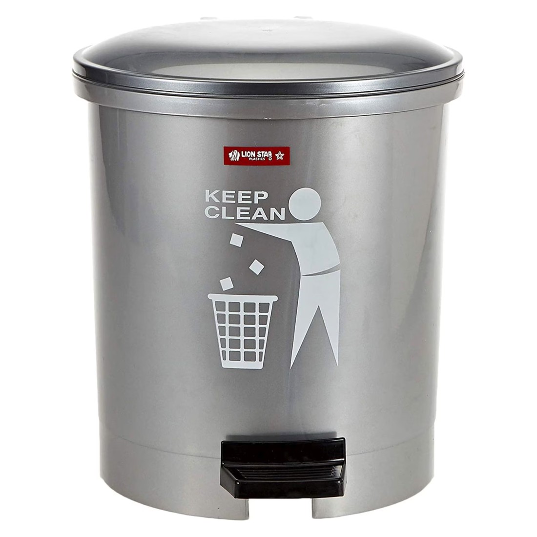 Lion Star Round Step Dustbin Grey 5L