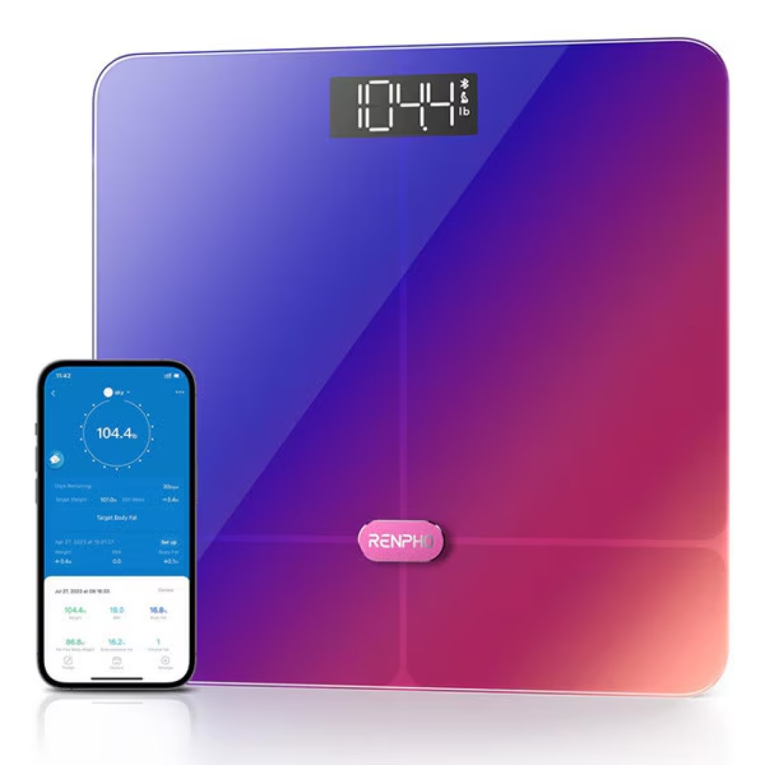 RENPHO Smart Scale for Body Weight FSA HSA Store Eligible Elis 2 Weight Scale with Pregnancy Mode, High Precision Digital Bathroom Scale Body Composition Monitor with Smart App 400 lb - Gradient
