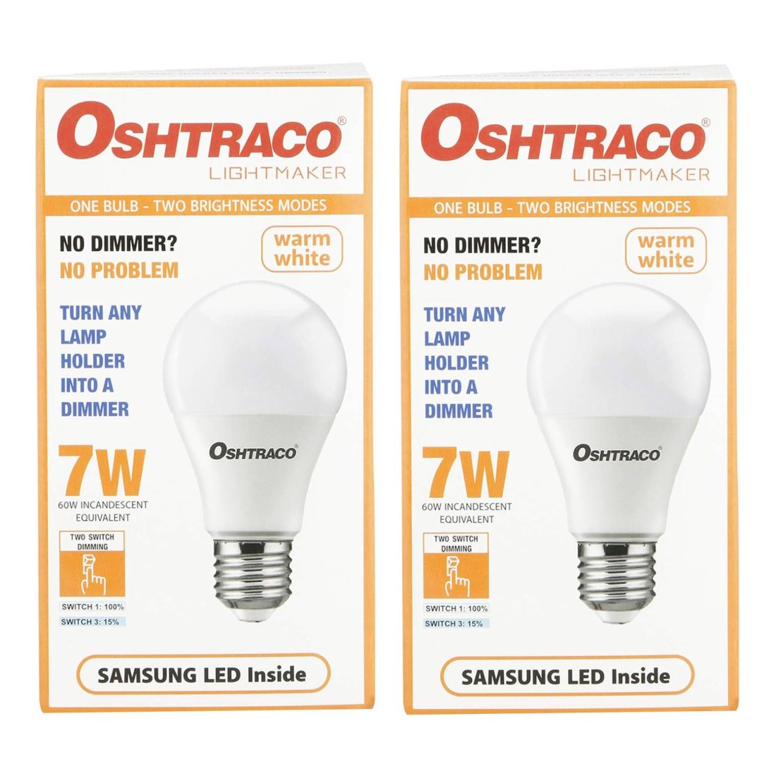 Oshtraco Light Maker LED Bulb Warm White 7W 2 PCS
