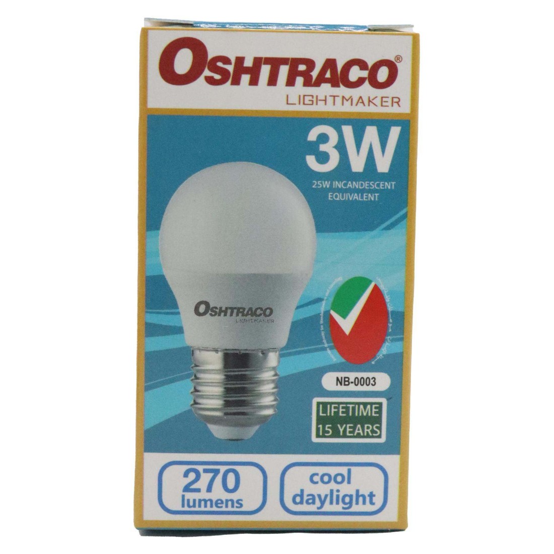 Oshtraco 3W LED Bulb E27 Cool Daylight