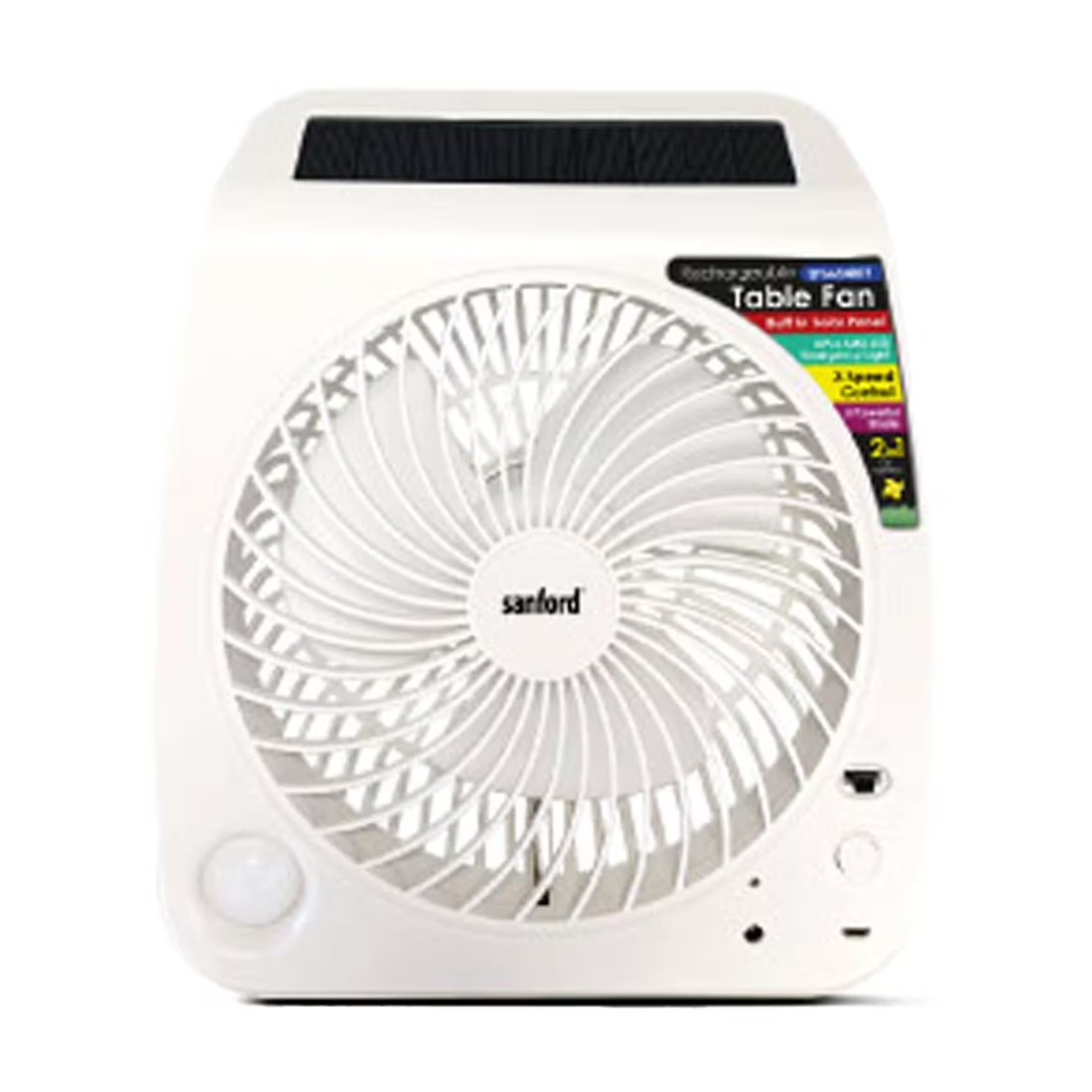 Sanford Rechargeable Fan 7&quot; With Solar 4Pcs LED light