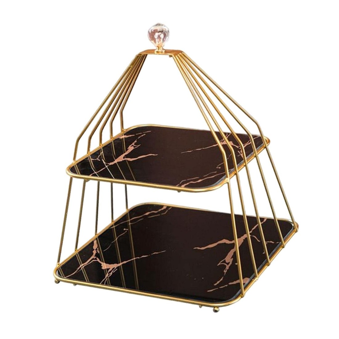 2-Tier Cupcake Stand Display Tower - Black Bottom Elegant Cake Stand for Desserts Weddings Parties, and Events Home & Kitchen Decor