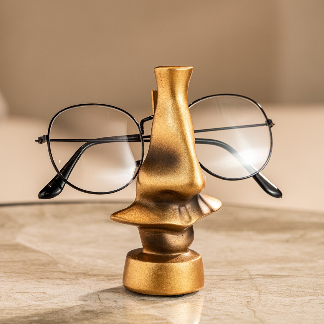 MAAC Home Copper Nose Eyewear Stand Modern Abstract Stylish Showpiece Tabletop Sculpture for Living room, Room, Office Shelf Decor