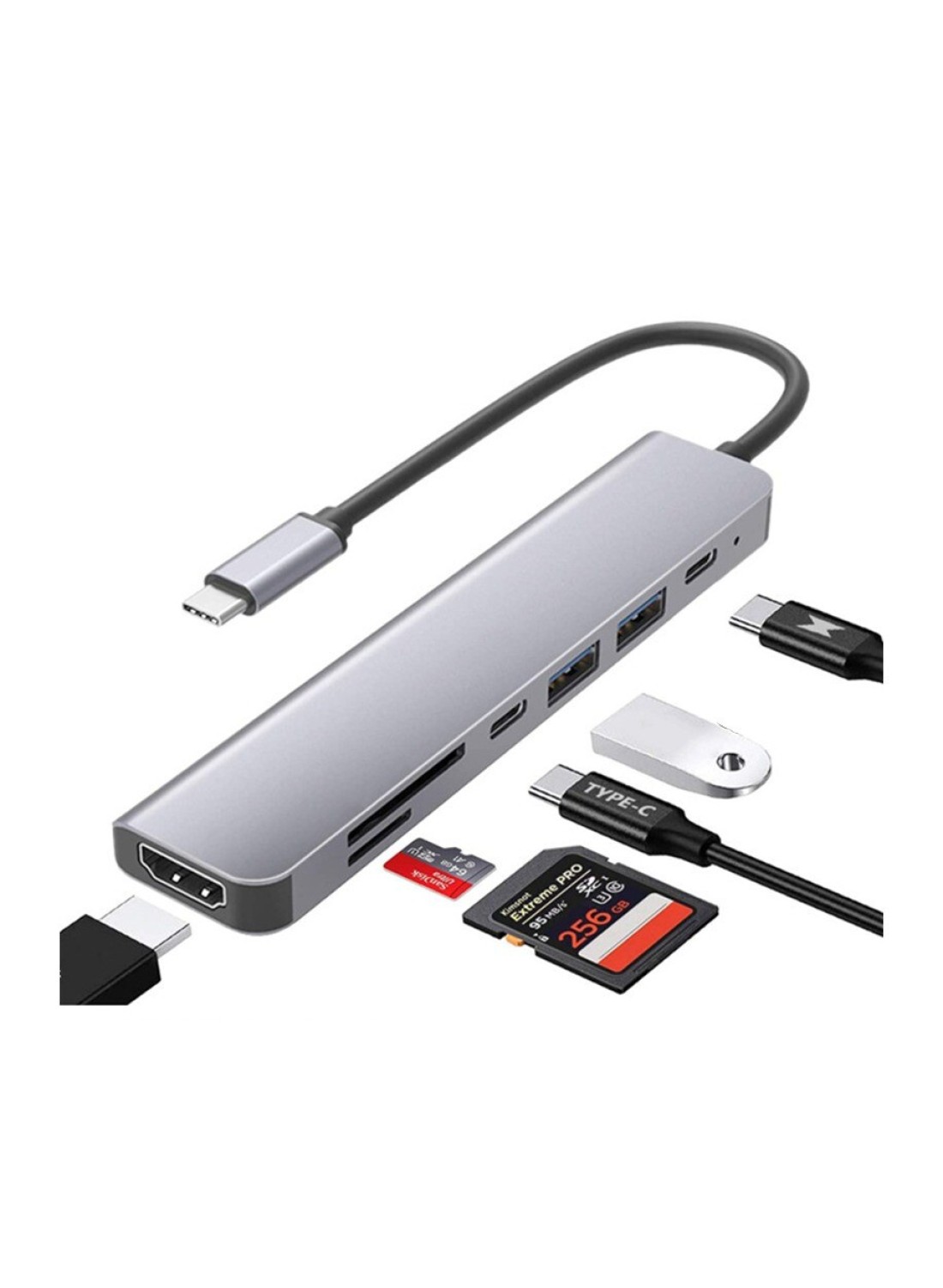 محطة إرساء 6 في 1 متعددة الوظائف من النوع C Hub 4K مع منفذ USB C لشحن مهايئ HDMI USB 3.0 منفذ HDMI من النوع C Hub متعدد المنافذ لأجهزة الكمبيوتر المحمول MacBook iPad وأجهزة USB C الأخرى