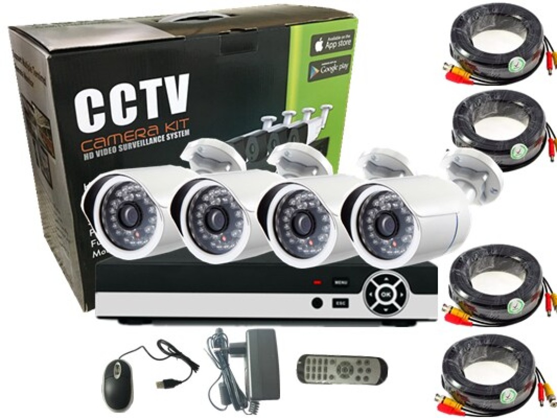 Tomvision - 4CH AHD Camera Kit 1.3MP/720P CCTV Security Recording System Kit CCTV Kit 4PCS Metal Bullet Camera Alarm System Home Security