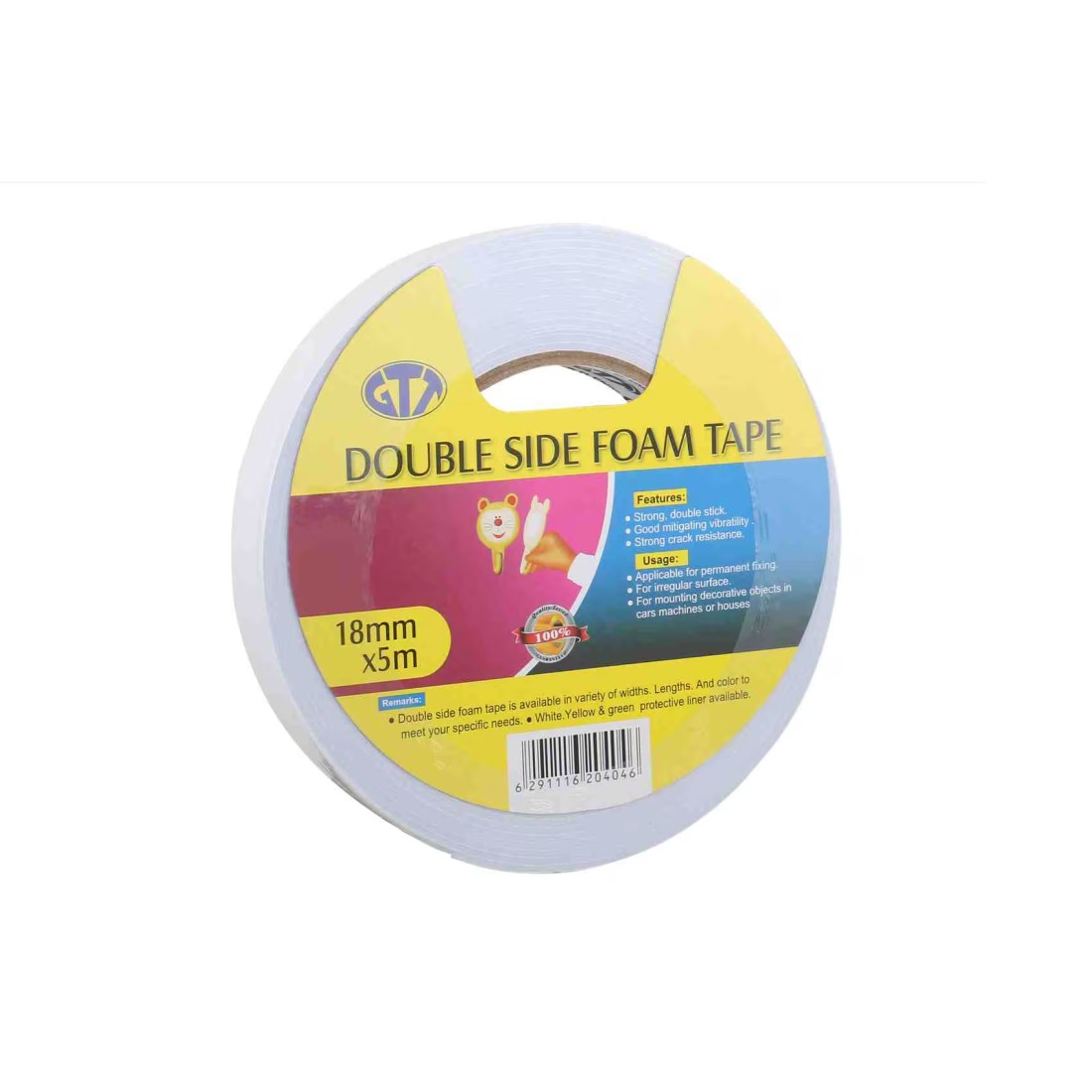 GTT Double Side Foam Tape White 0.018x5m