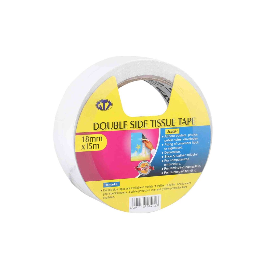 GTT Double Side Tissue Tape White 0.018x15m