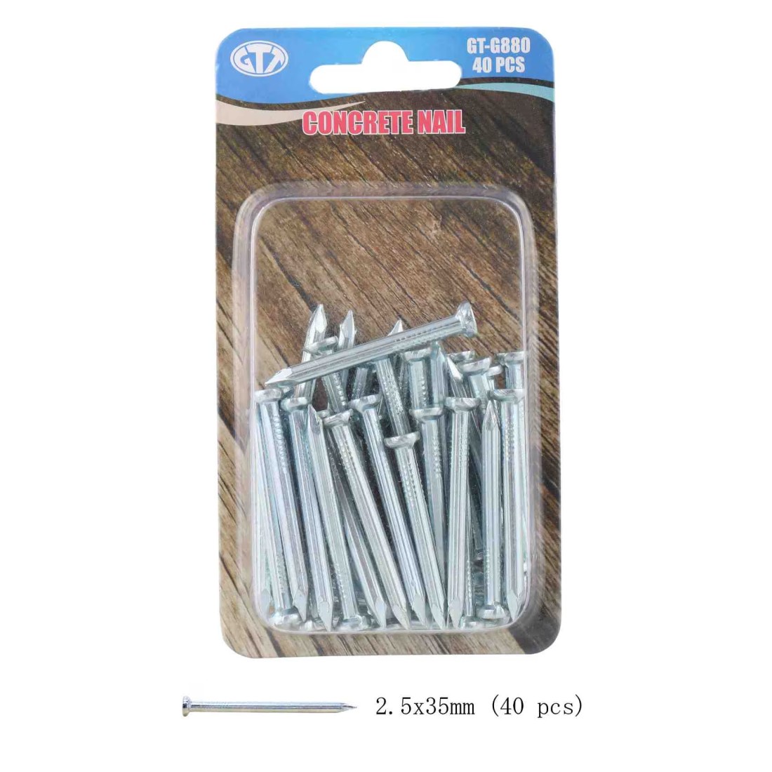 GTT Concrete Nail GT-G880 Silver Pack of 40