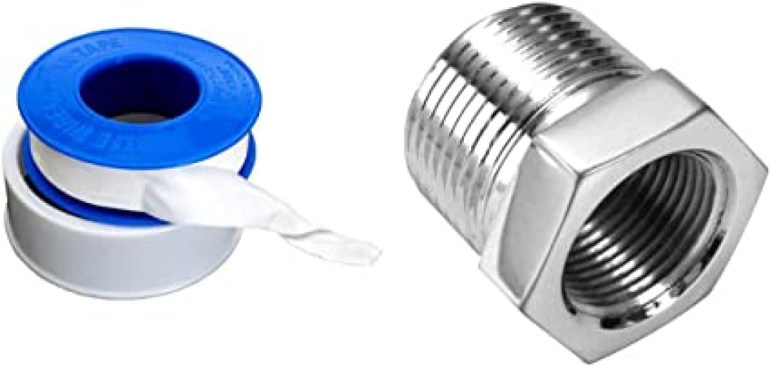 Abbasali CP Reducer Bush for Connecting Washing Machine Pipe with Angle Valve and Teflon Tape - 3/4 x 1/2ines