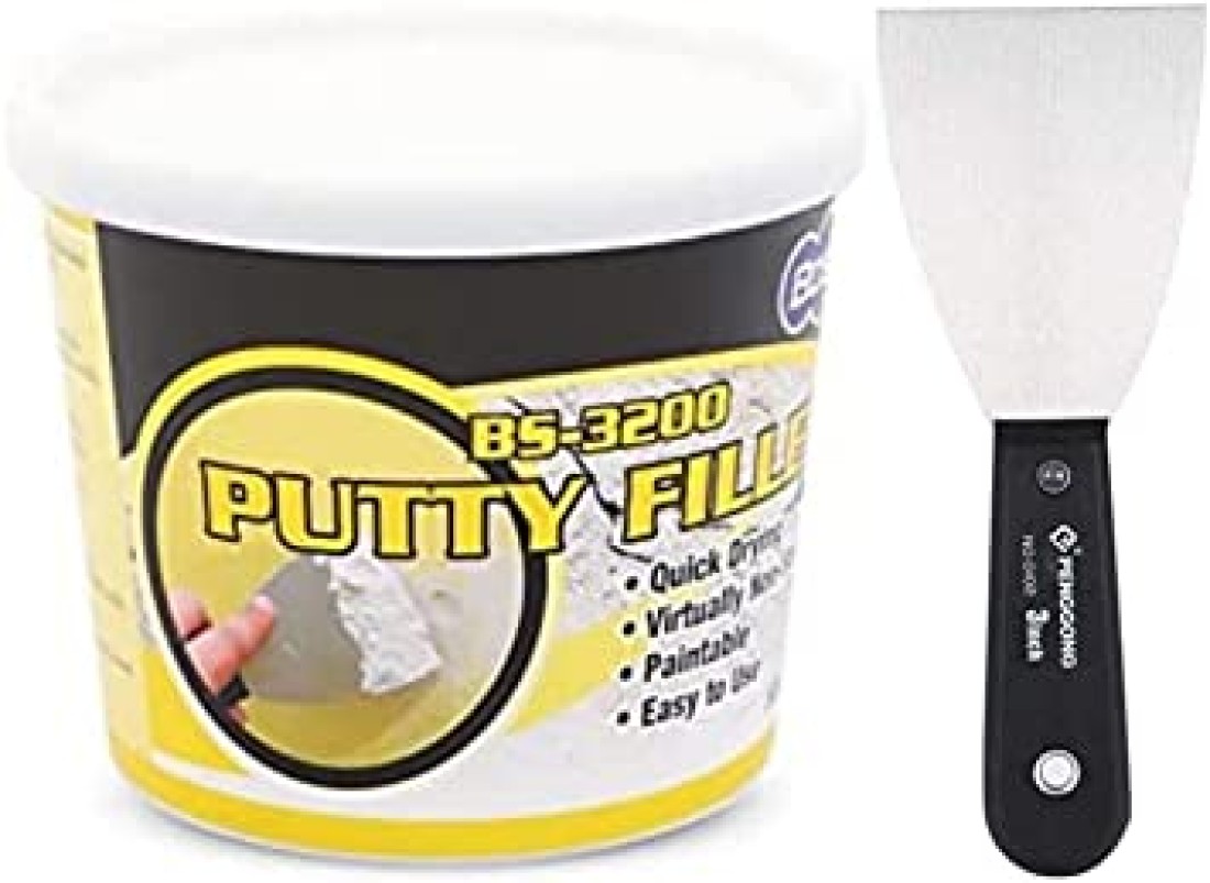 ABBASALI BOSSIL All-Purpose Putty, Putty Filler, Spackling for Drywall, Quick Drying, Designed for Interior and Exterior Home Use, Paintable, Permanent, Non-Shrinking, 500g & 3" Wall Scrapper