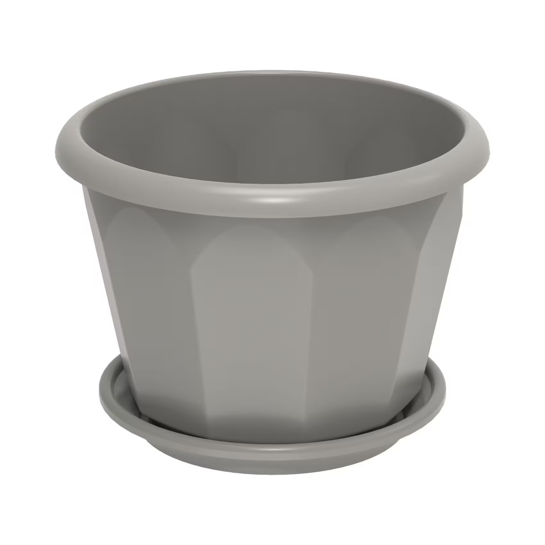 Cosmoplast Hexagonal Flower Pot With Tray Grey 20cm