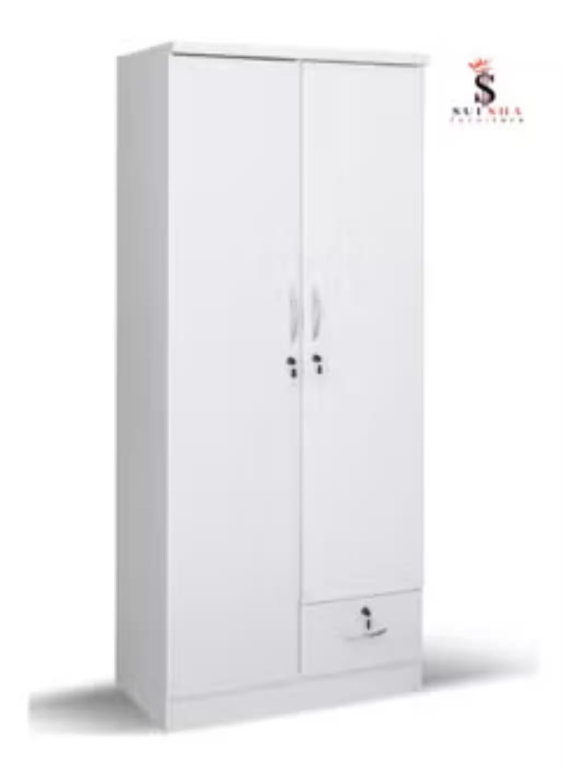 2 Door Wooden Wardrobe Cabinet Cupboard Engineered Wood Perfect Modern Stylish Heavy Duty