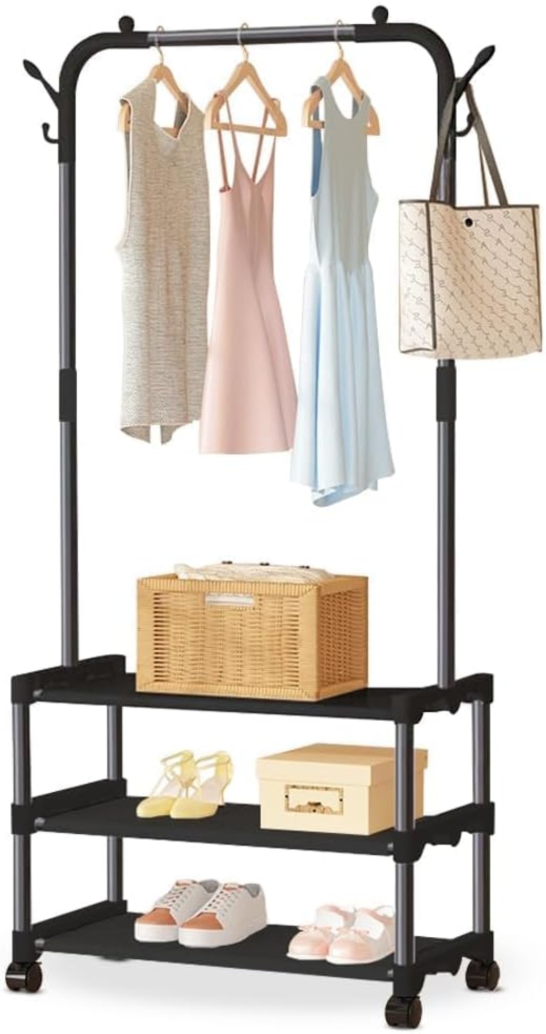 Cloth Hanging Rack 3 Tier Design Shelf Multipurpose Stand Rack