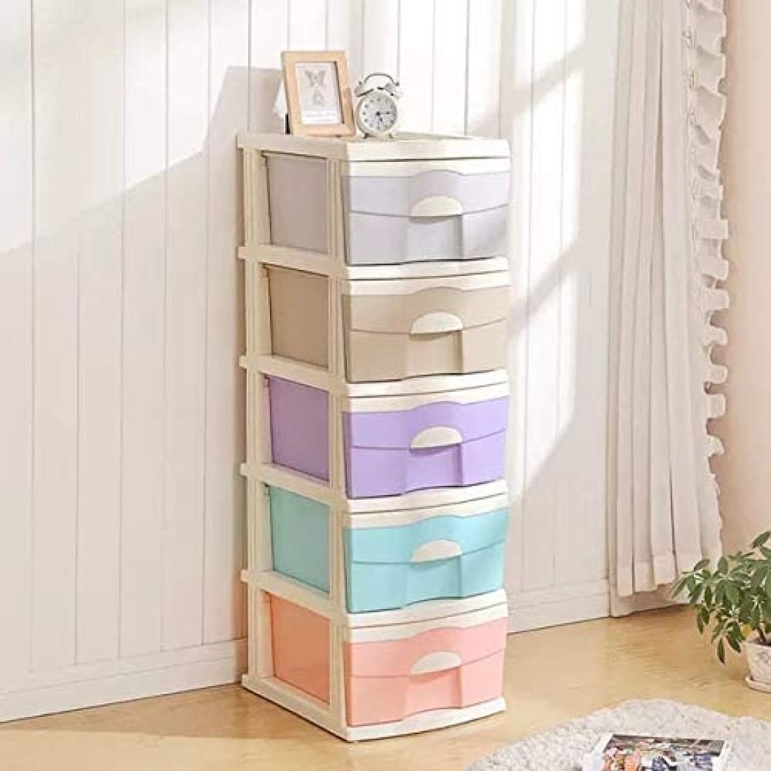 Ex Five-Layer Storage Box Plastic Drawer Storage Cabinet Baby Clothes Multi-Color