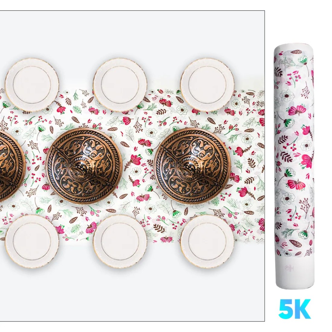 5 KG Disposable Sofra Roll, Beautiful Rose Design Sufra - Pink Rose