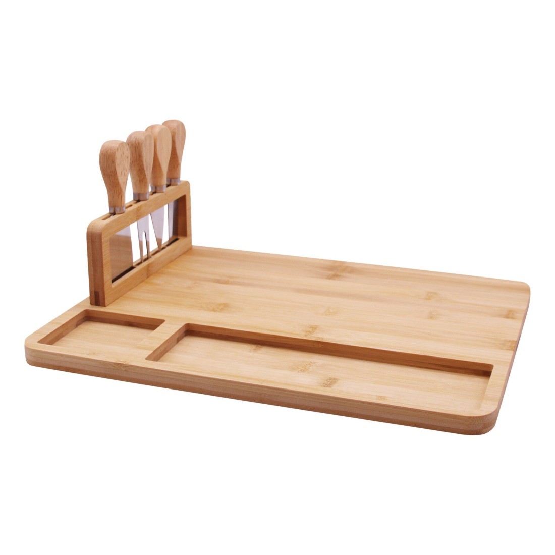 Bamboo Serving Board with Cheese Knives 4 PCS