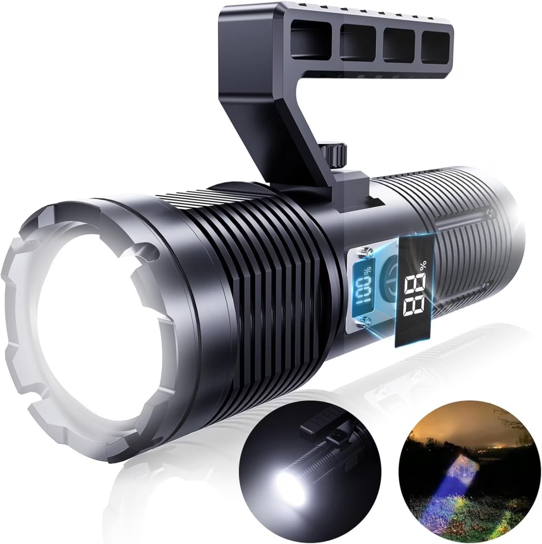 P160 Super Bright LED Flashlight - 80W Heavy Duty, 100,000 Lumen High-Power Handheld Aluminum Alloy Torch for Outdoor, Tactical, and Emergency Use
